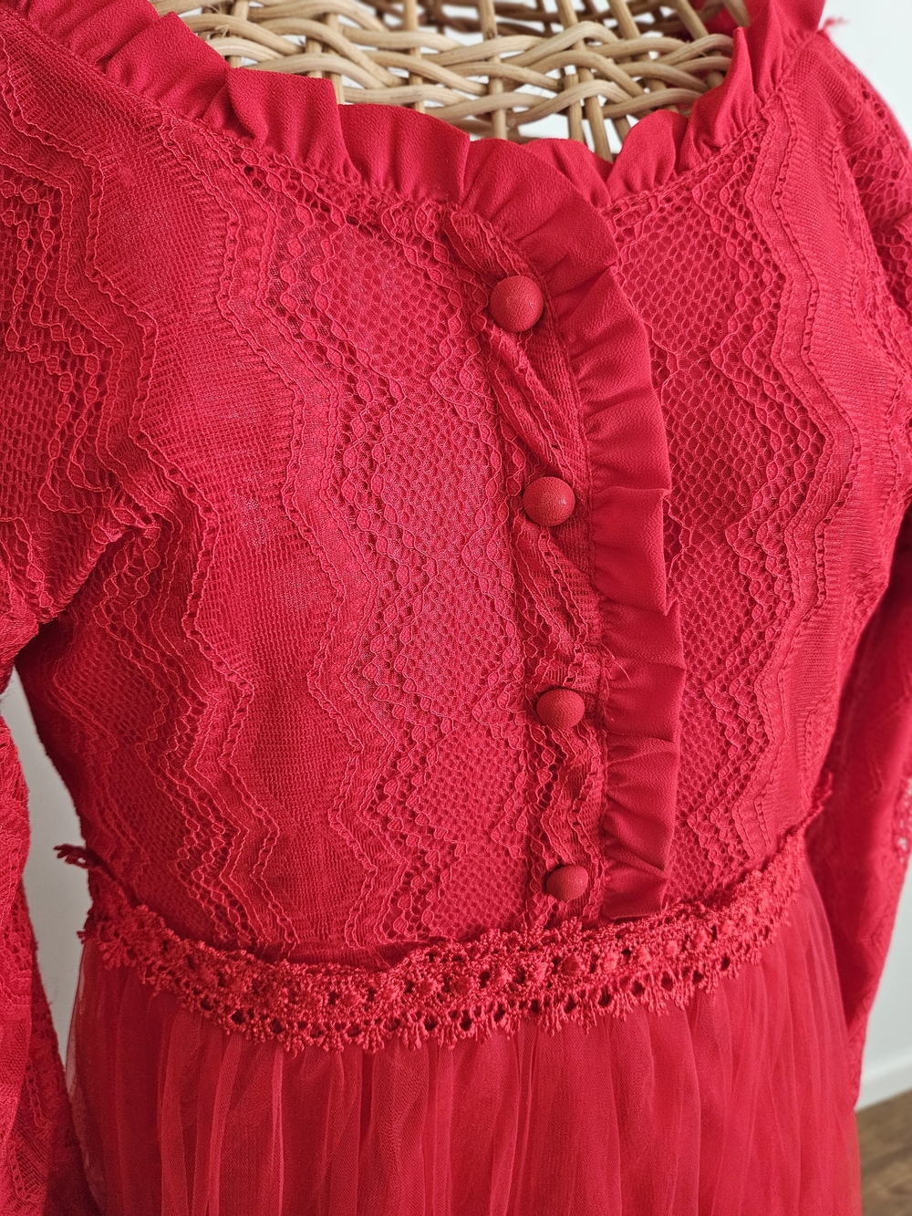 Just Couture Red Lace & Tulle Kids Dress, Size 10